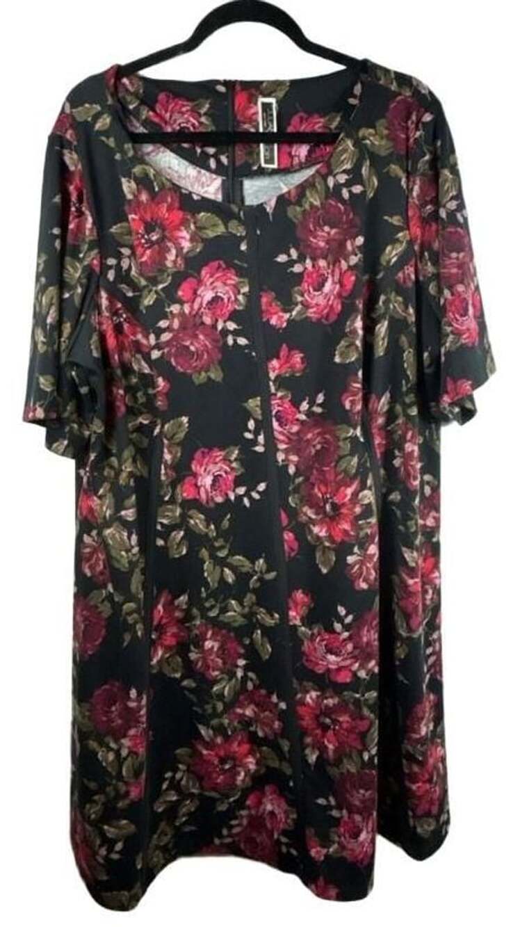 Julian Taylor Floral Dress Black Red Roses